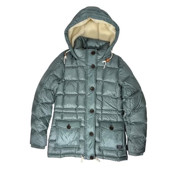 Abercrombie & Fitch Women’s Puffer Jacket Hooded Green Size M Warm Winter Coat - Picture 2 of 7